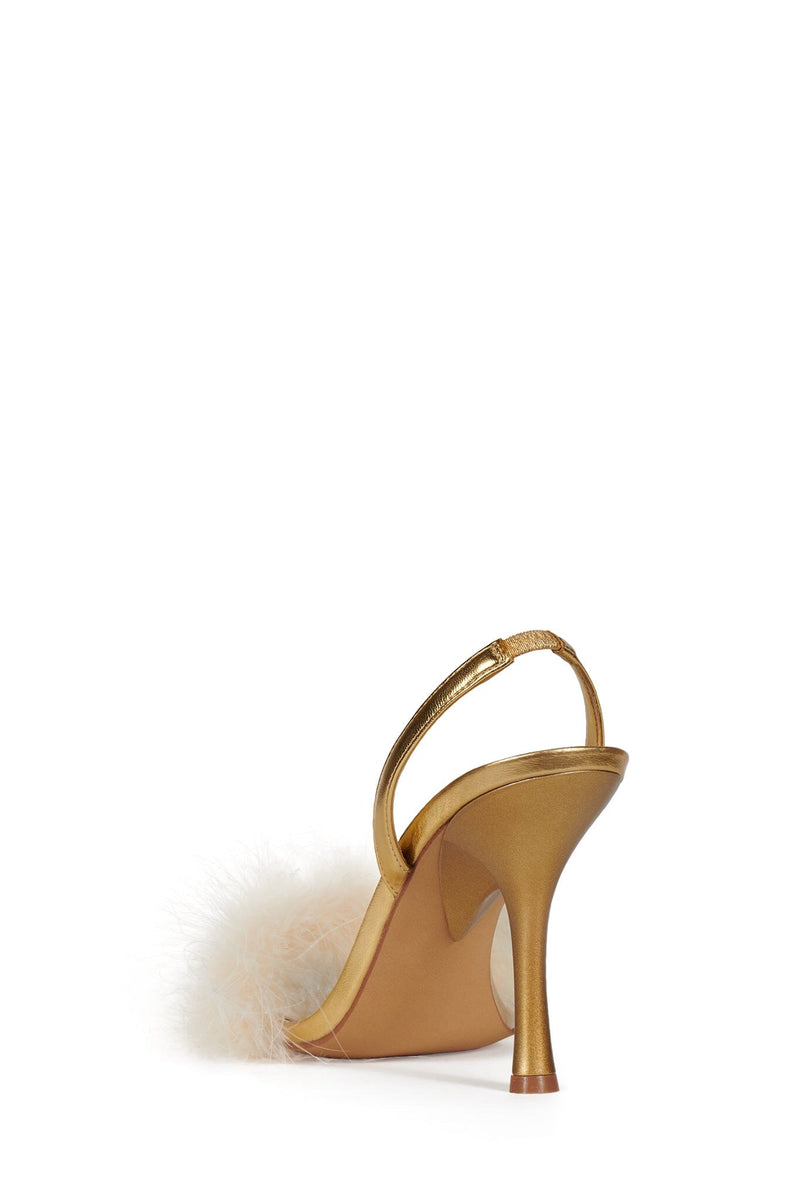 THE-FRUG Jeffrey Campbell Slingback Sandal Gold Beige Combo