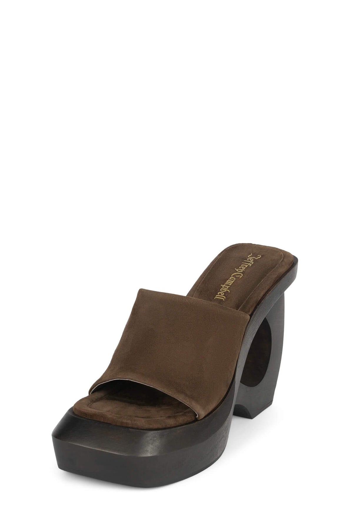 THE-IDOL Jeffrey Campbell Platform Sandal Brown Suede _hover