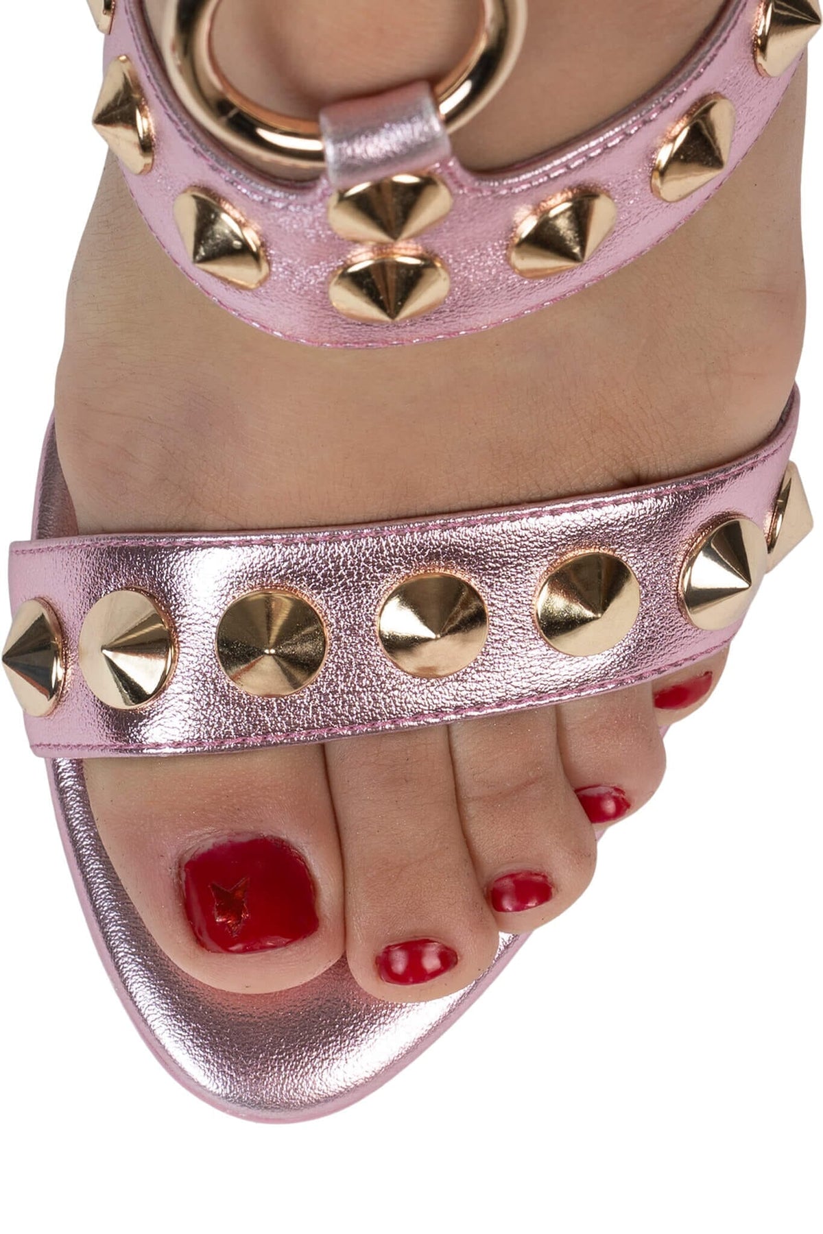 THREE-6-5 Jeffrey Campbell Heeled Sandal Pink Metallic Gold