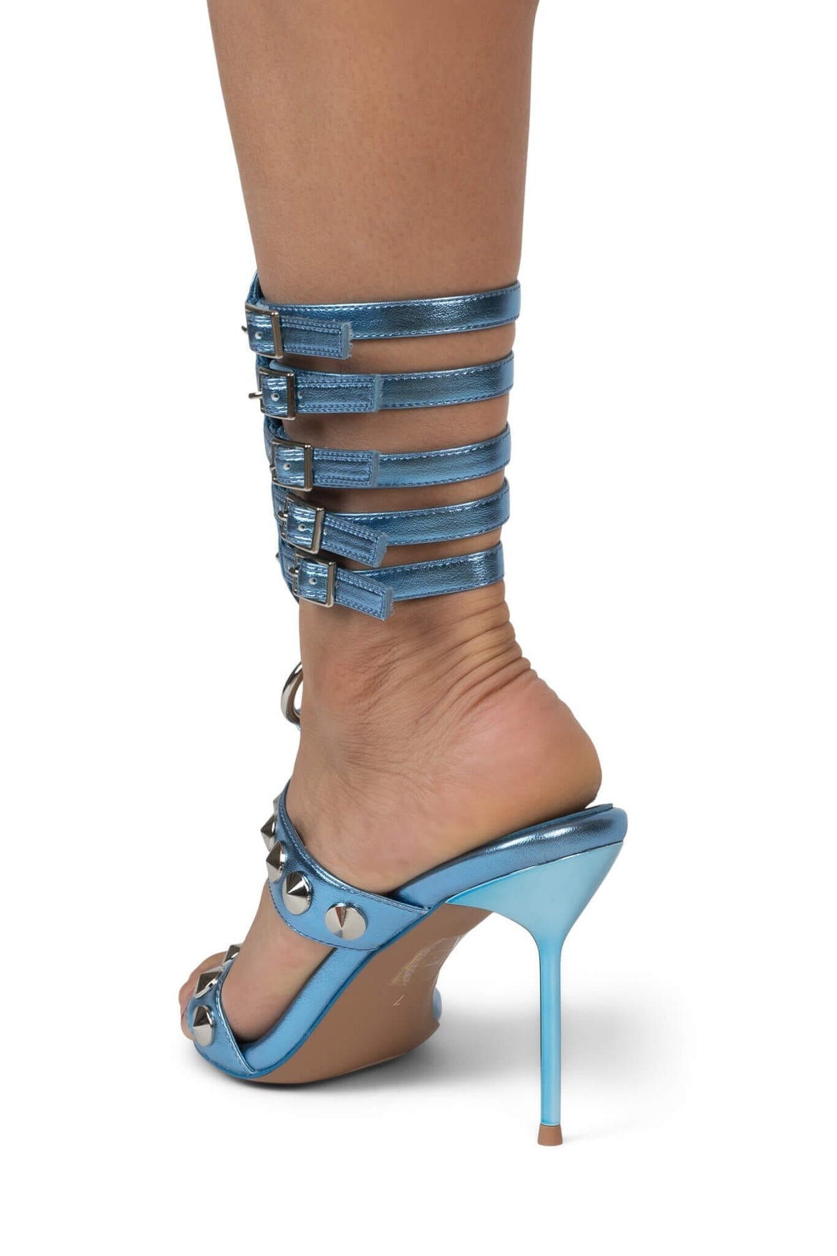 THREE-6-5 Jeffrey Campbell Heeled Sandal Blue Metallic Silver 