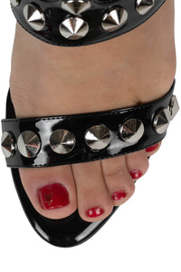 THREE-6-5 Jeffrey Campbell Heeled Sandal Black Patent Silver