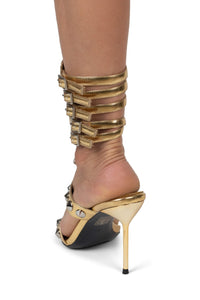 THREE-6-5 Jeffrey Campbell Heeled Sandal Gold Silver