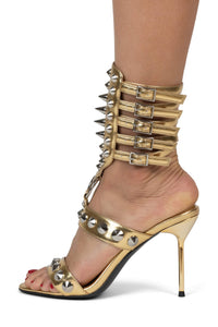THREE-6-5 Jeffrey Campbell Heeled Sandal Gold Silver