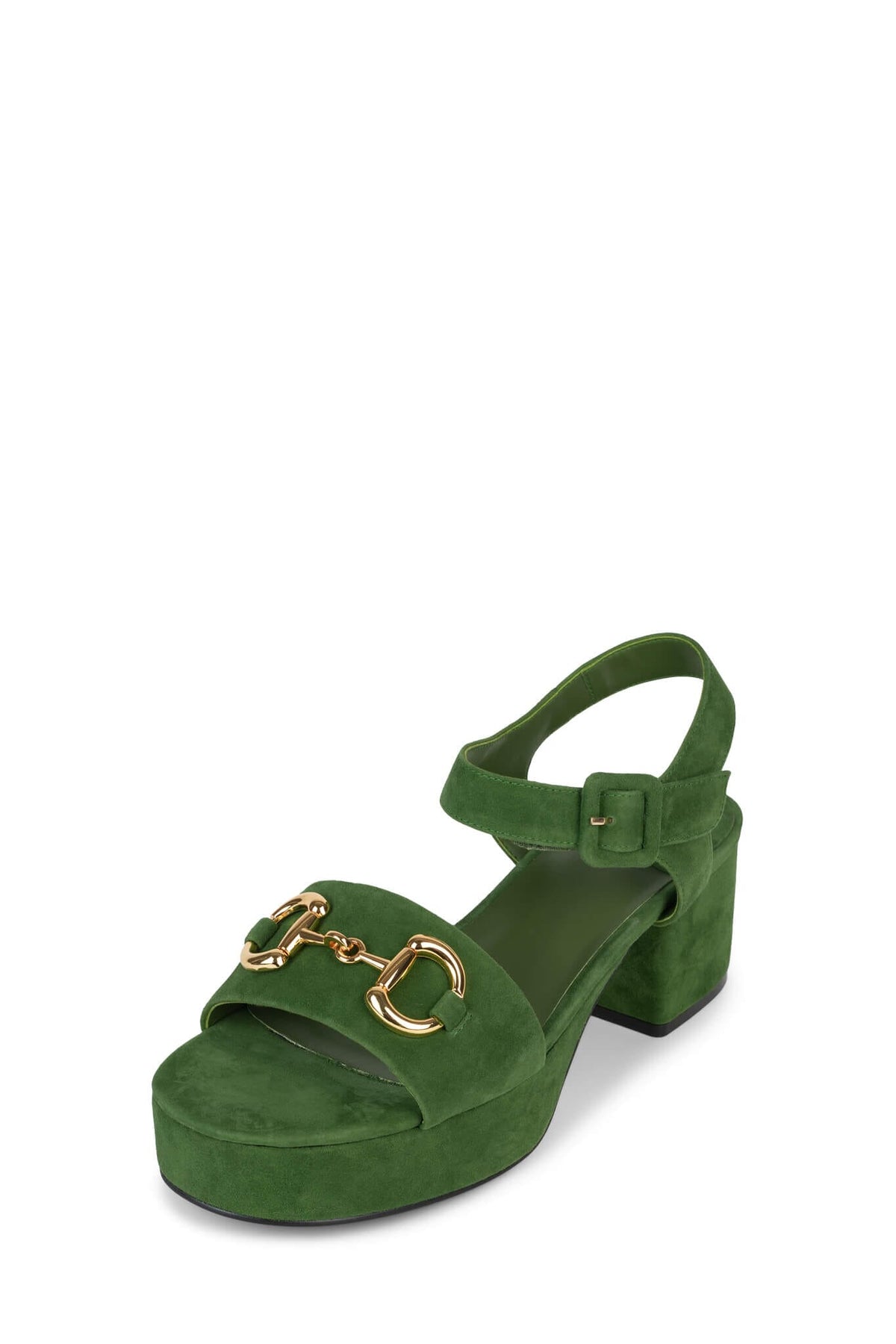 TIMELESS Jeffrey Campbell Platform Sandal Green Suede Gold