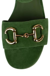 TIMELESS Jeffrey Campbell Platform Sandal Green Suede Gold
