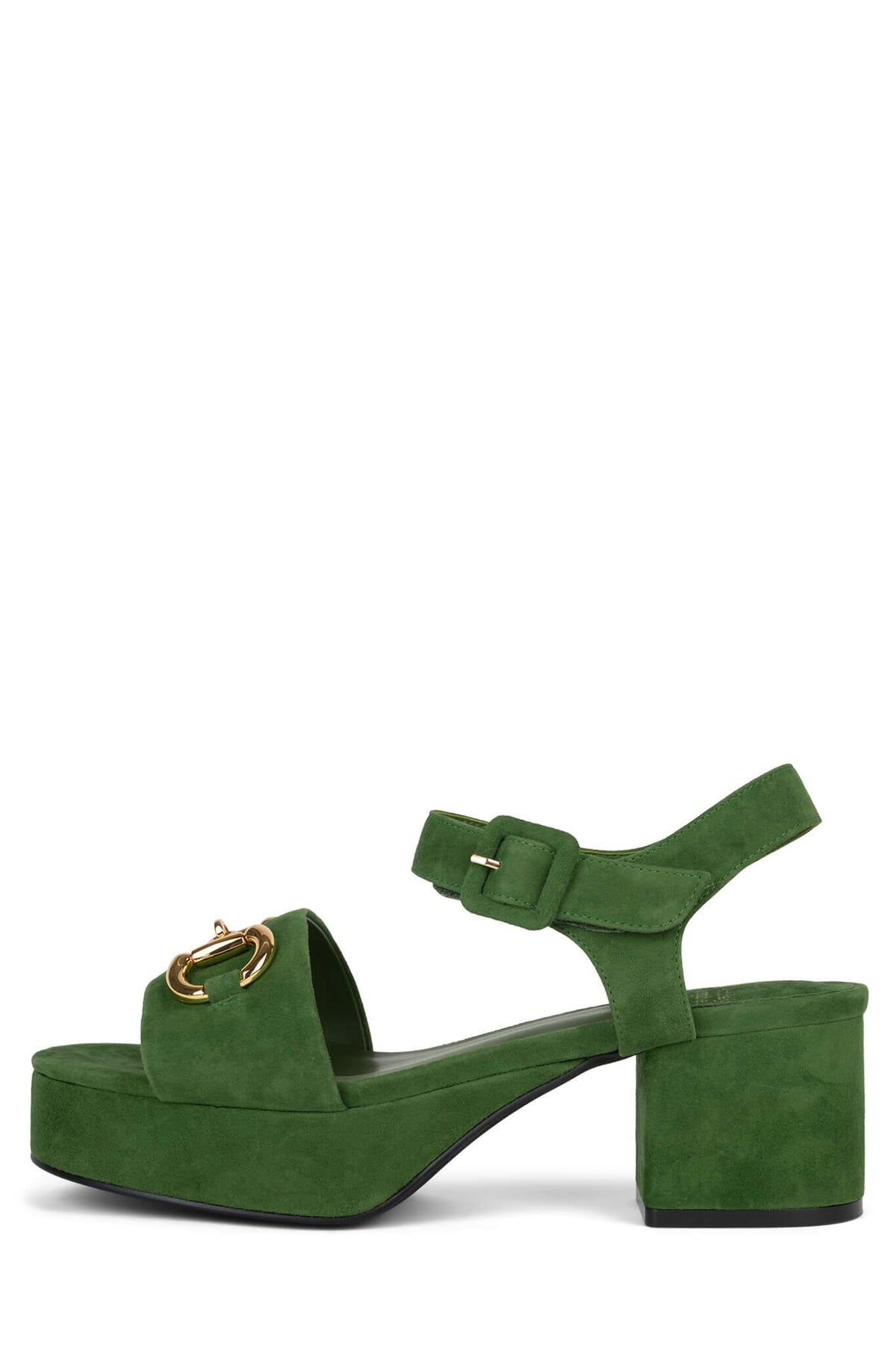 TIMELESS Jeffrey Campbell Platform Sandal Green Suede Gold