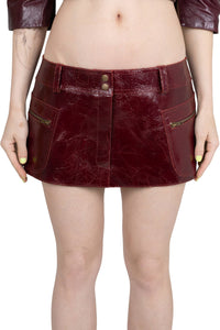 TOO-COOL Jeffrey Campbell Leather Mini Skirt Red Crackle
