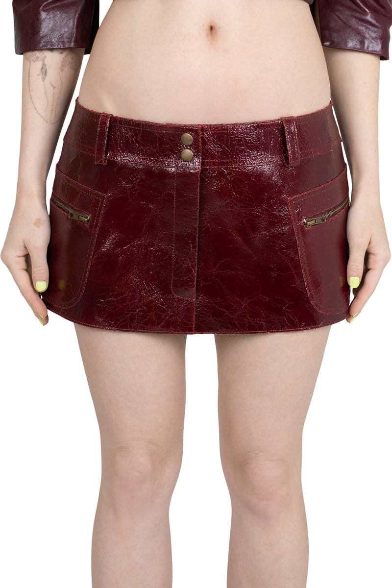 TOO-COOL Jeffrey Campbell Leather Mini Skirt Red Crackle