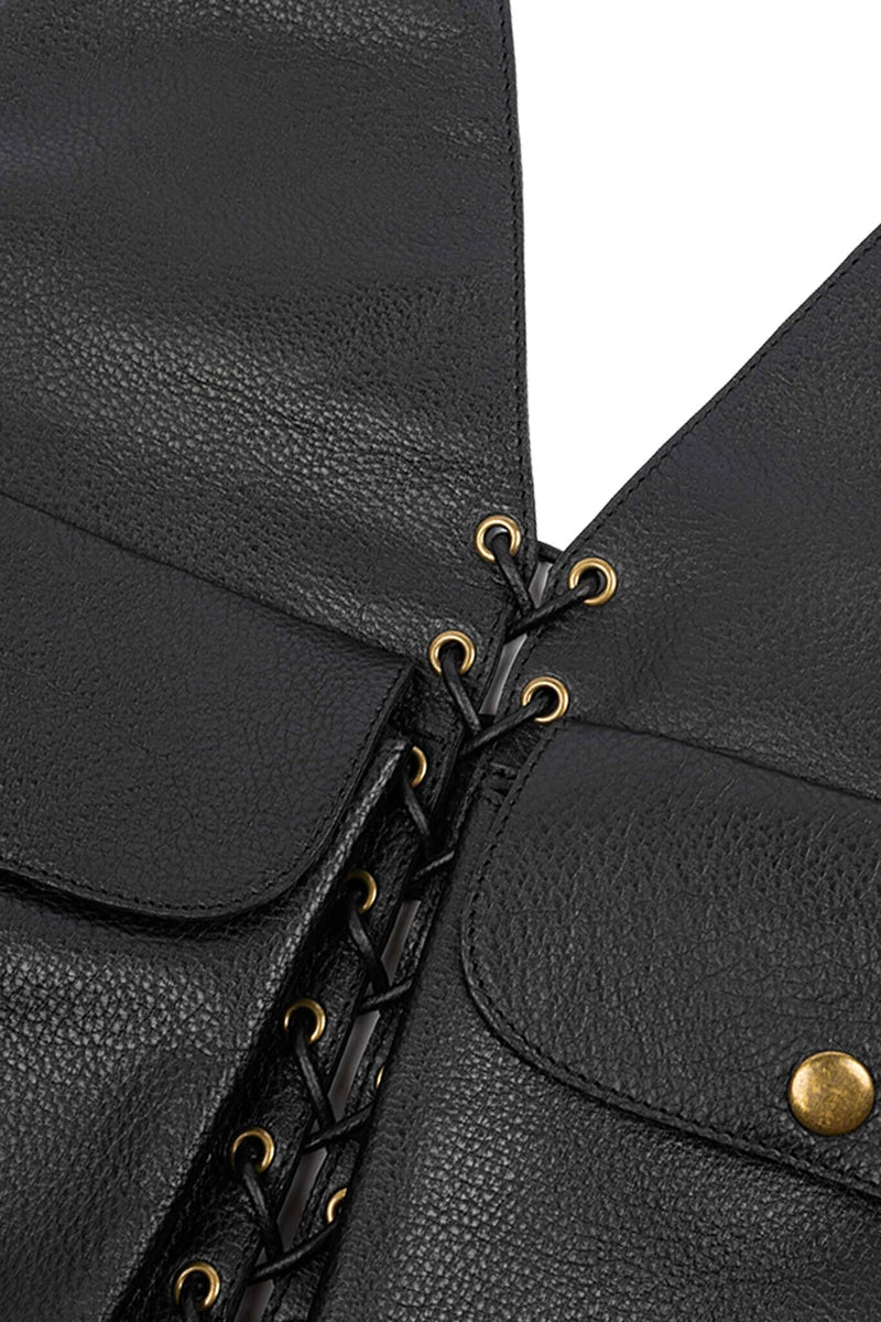 TOO-RUFF Jeffrey Campbell Leather Vest Black