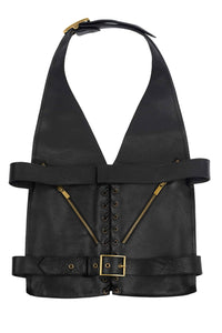 TOO-RUFF Jeffrey Campbell Leather Vest Black
