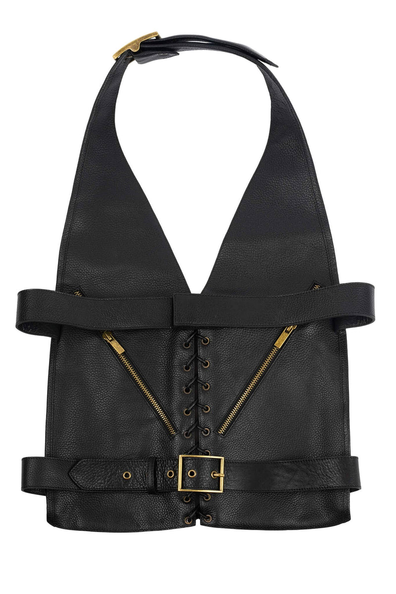TOO-RUFF Jeffrey Campbell Leather Vest Black