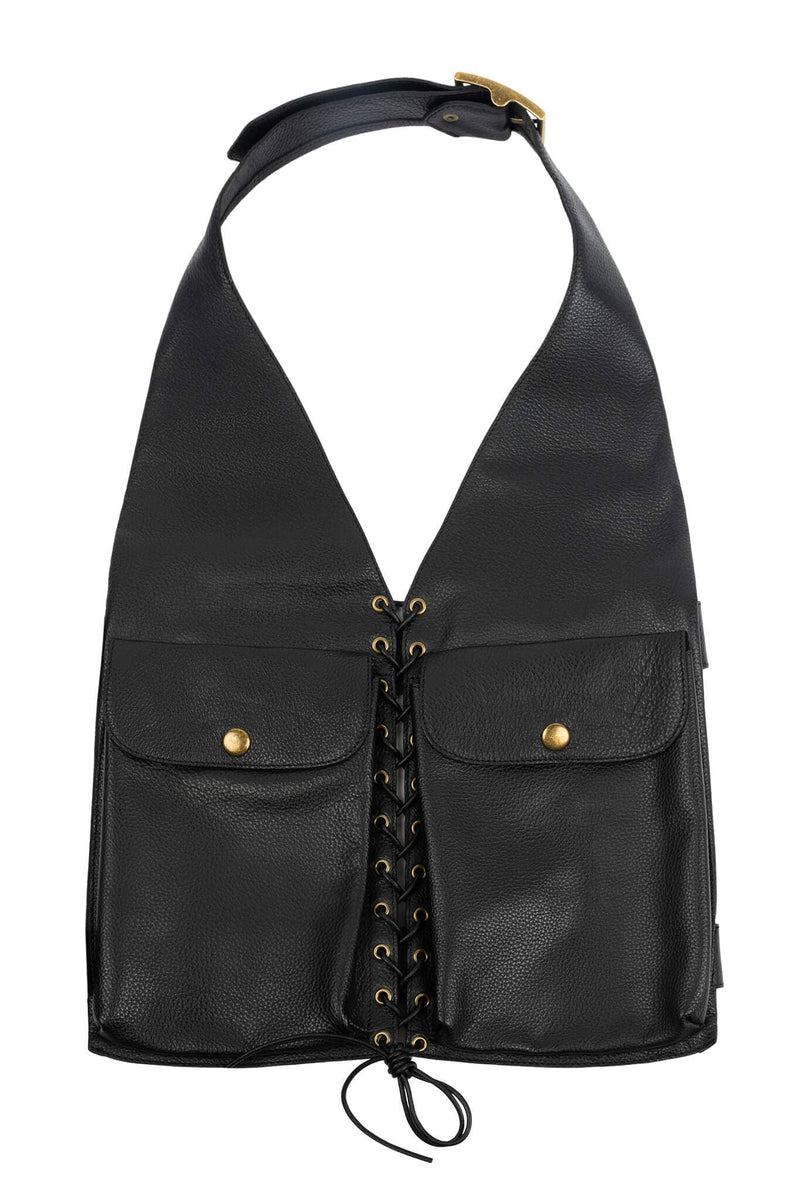 TOO-RUFF Jeffrey Campbell Leather Vest Black