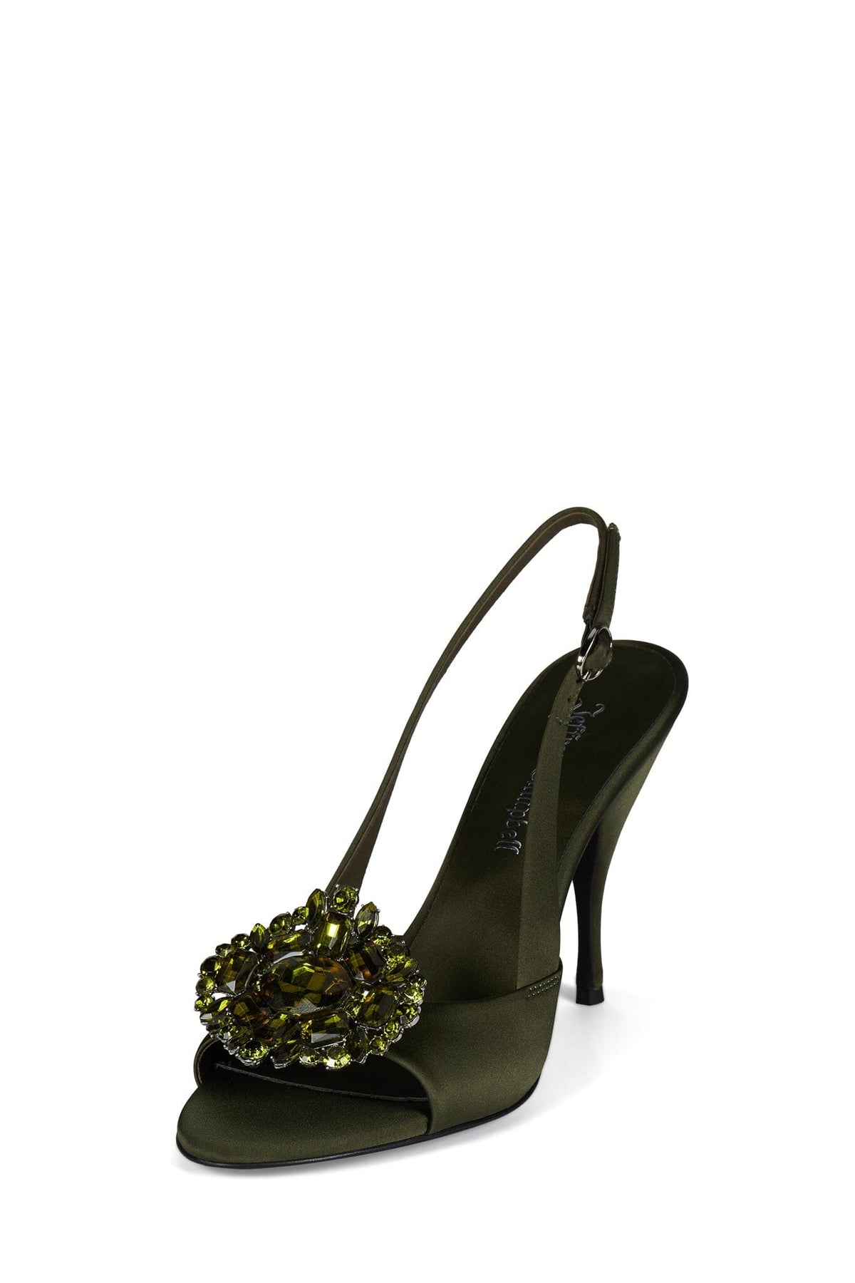 TRIOMPHE-J Jeffrey Campbell Heeled Slingback Sandal Olive Satin Green
_hover