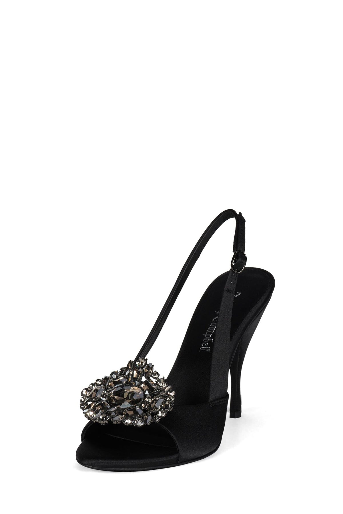 TRIOMPHE-J Jeffrey Campbell Heeled Slingback Sandal Black Satin Pewter
_hover