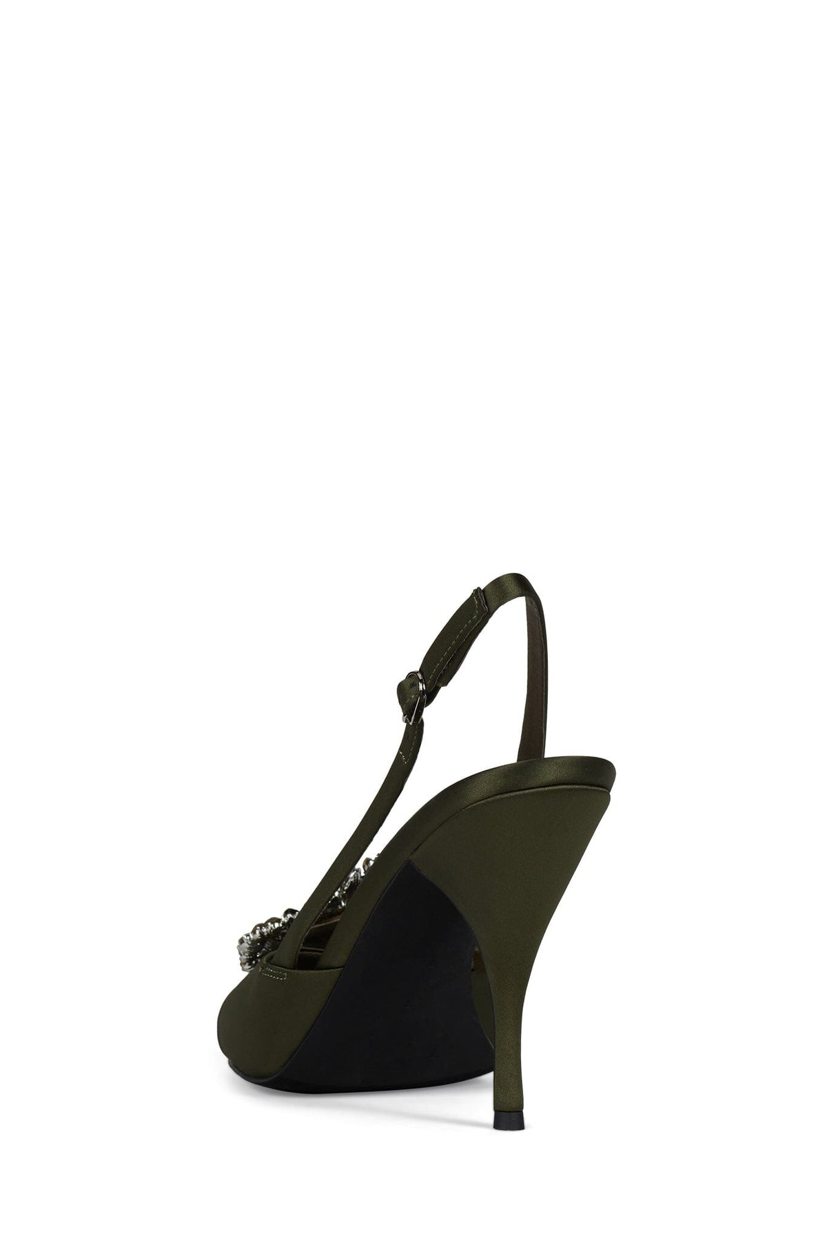TRIOMPHE-J Jeffrey Campbell Heeled Slingback Sandal Olive Satin Green