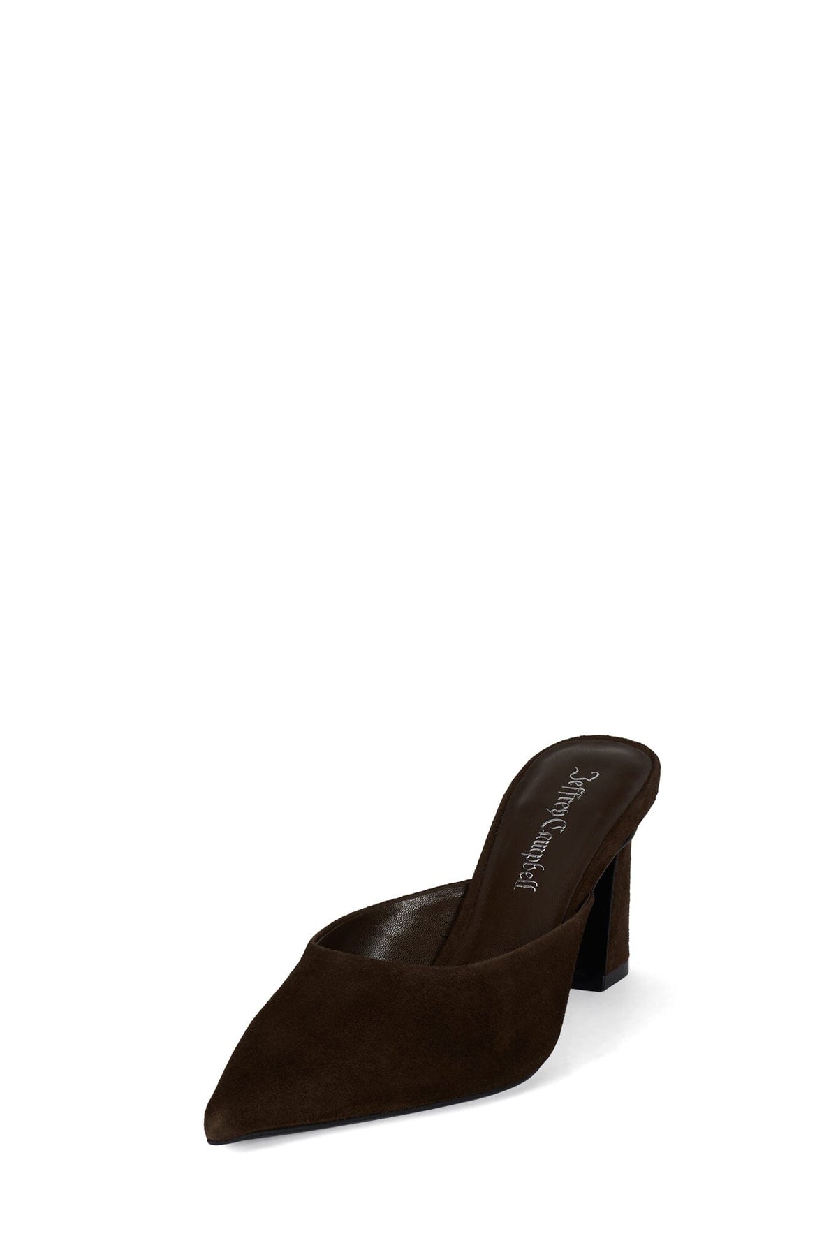 UNAMUSED Jeffrey Campbell Heeled Mule Brown Suede
_hover
