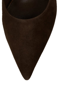 UNAMUSED Jeffrey Campbell Heeled Mule Brown Suede