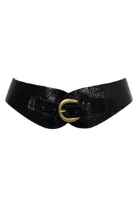 VAN-HUNT Jeffrey Campbell Chunky Belt Black Crackle Bronze 