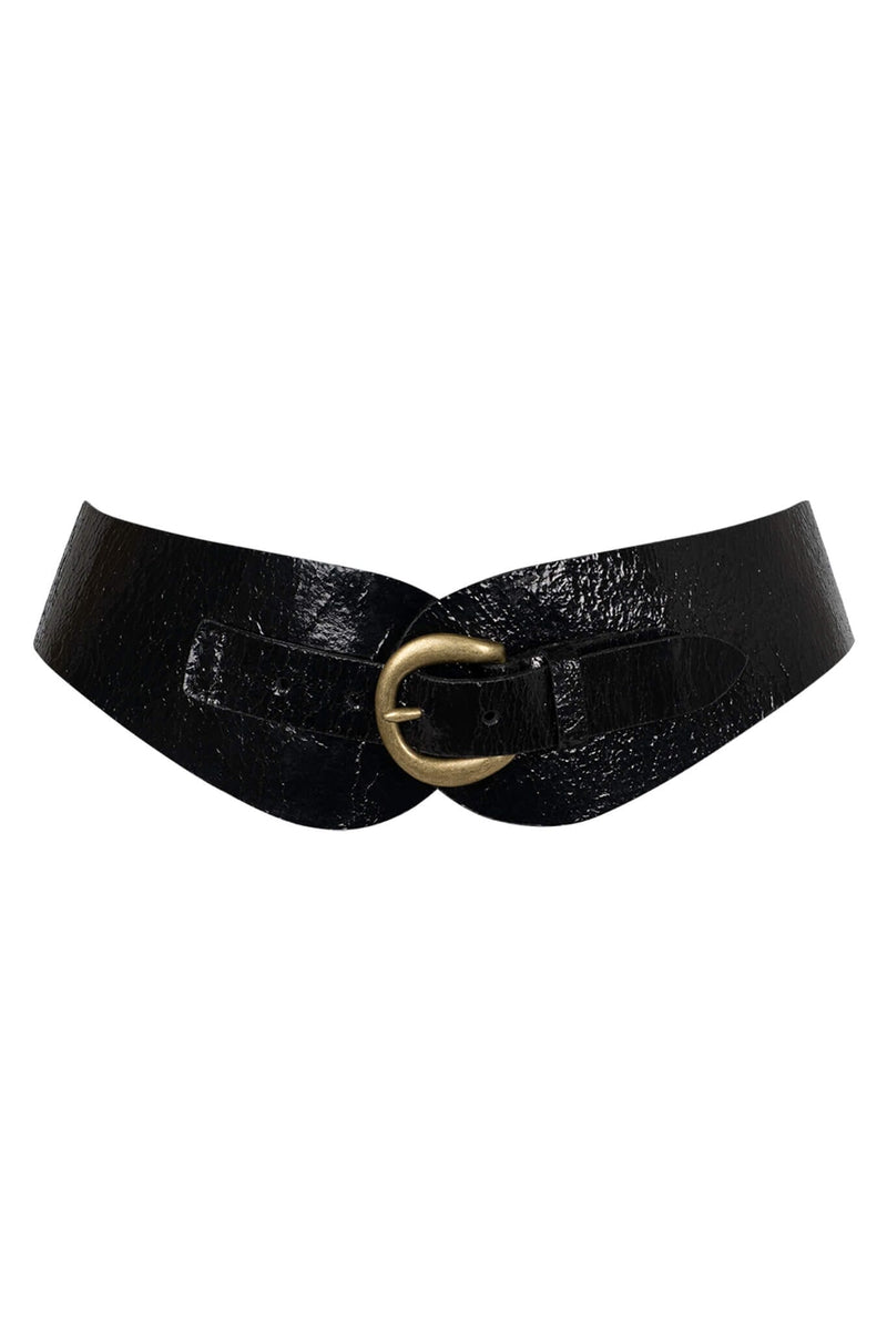 VAN-HUNT Jeffrey Campbell Chunky Belt Black Crackle Bronze 