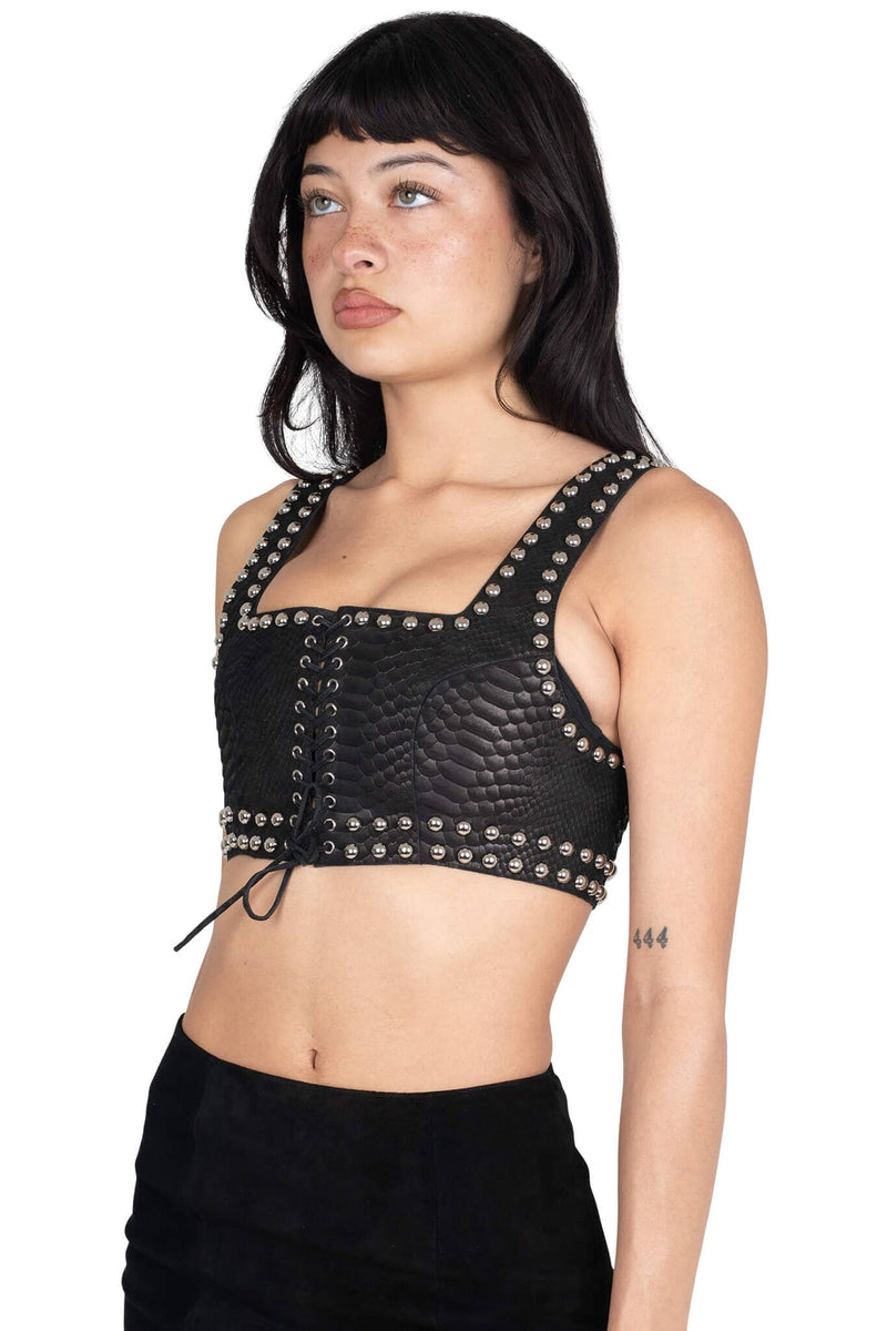 VESTED-ST Jeffrey Campbell Crop Top Black Snake Silver