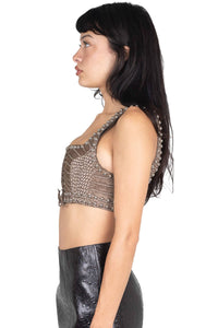 VESTED-ST Jeffrey Campbell Crop Top Taupe Snake Silver
