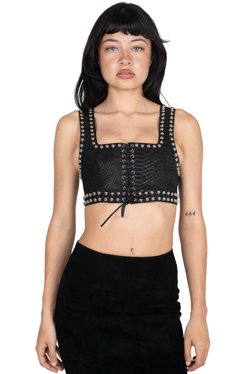 VESTED-ST Jeffrey Campbell Crop Top Black Snake Silver