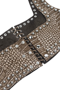 VESTED-ST Jeffrey Campbell Crop Top Taupe Snake Silver