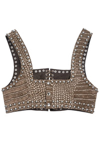 VESTED-ST Jeffrey Campbell Crop Top Taupe Snake Silver