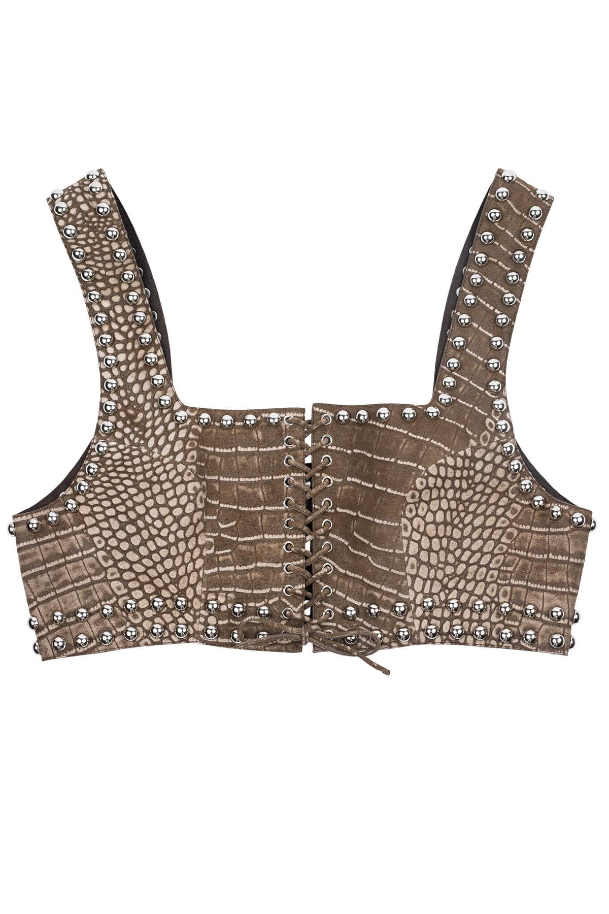 VESTED-ST Jeffrey Campbell Crop Top Taupe Snake Silver