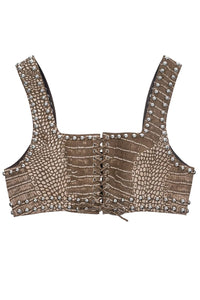 VESTED-ST Jeffrey Campbell Crop Top Taupe Snake Silver