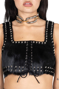VESTED-STF TOP Jeffrey Campbell Crop Top Black Silver Combo
