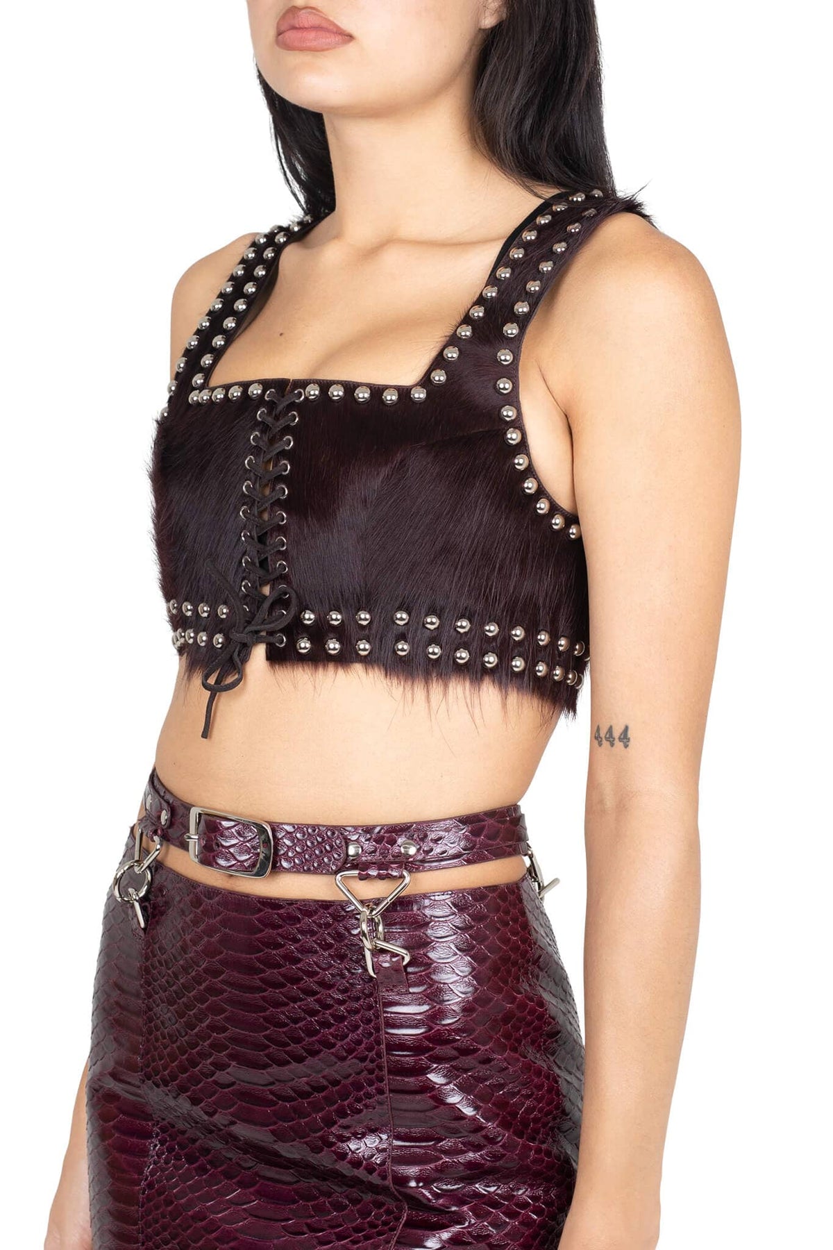 VESTED-STF TOP Jeffrey Campbell Crop Top Dark Wine Silver
_hover