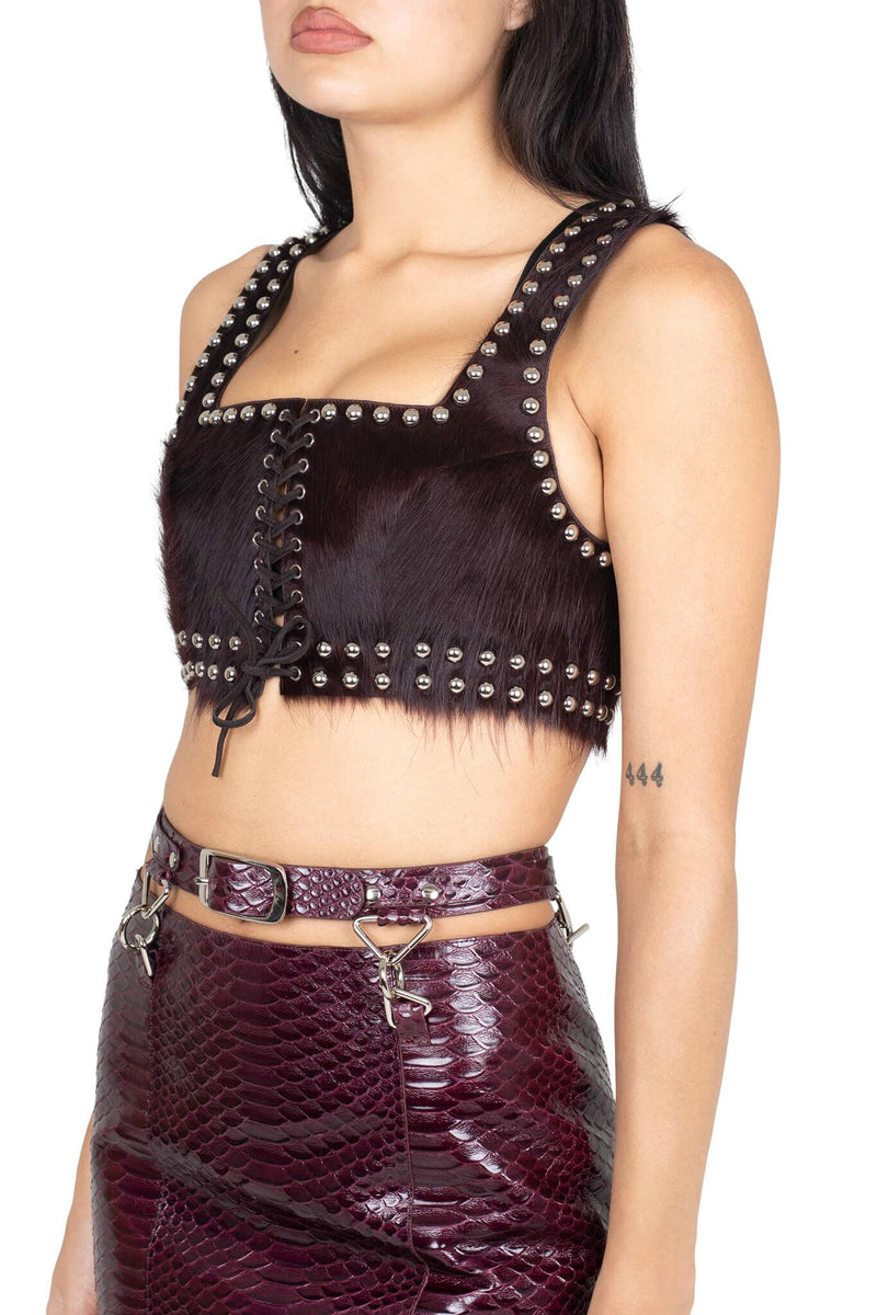 VESTED-STF TOP Jeffrey Campbell Crop Top Dark Wine Silver
_hover