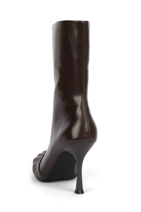 VISIONARY Mid-Calf Jeffrey Campbell Heeled Boot Brown Shiny