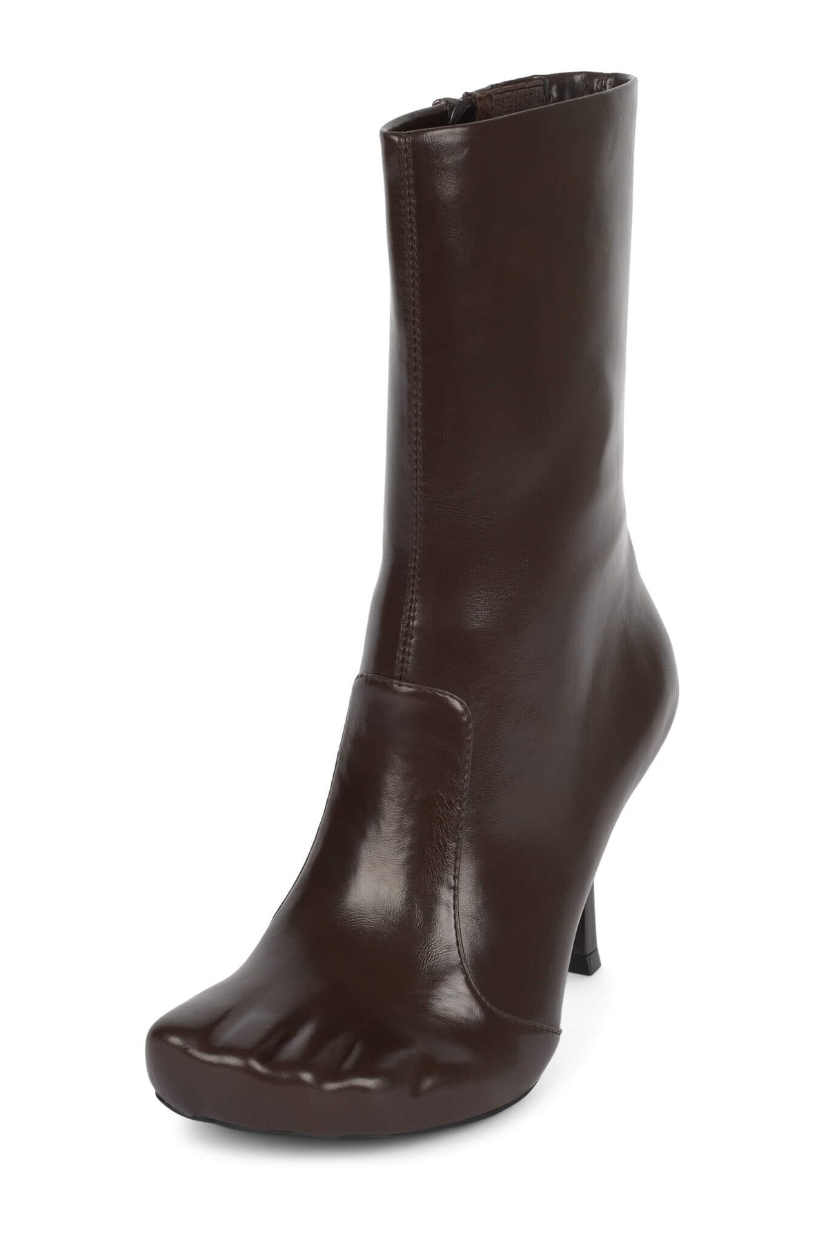 VISIONARY Mid-Calf Jeffrey Campbell Heeled Boot Brown Shiny