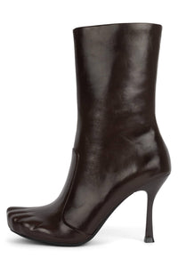VISIONARY Mid-Calf Jeffrey Campbell Heeled Boot Brown Shiny