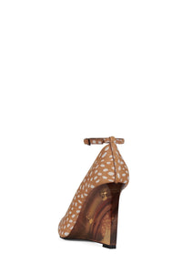 VITRIFY-F Jeffrey Campbell Wedge Pump Tan White Spot