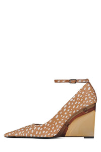 VITRIFY-F Jeffrey Campbell Wedge Pump Tan White Spot