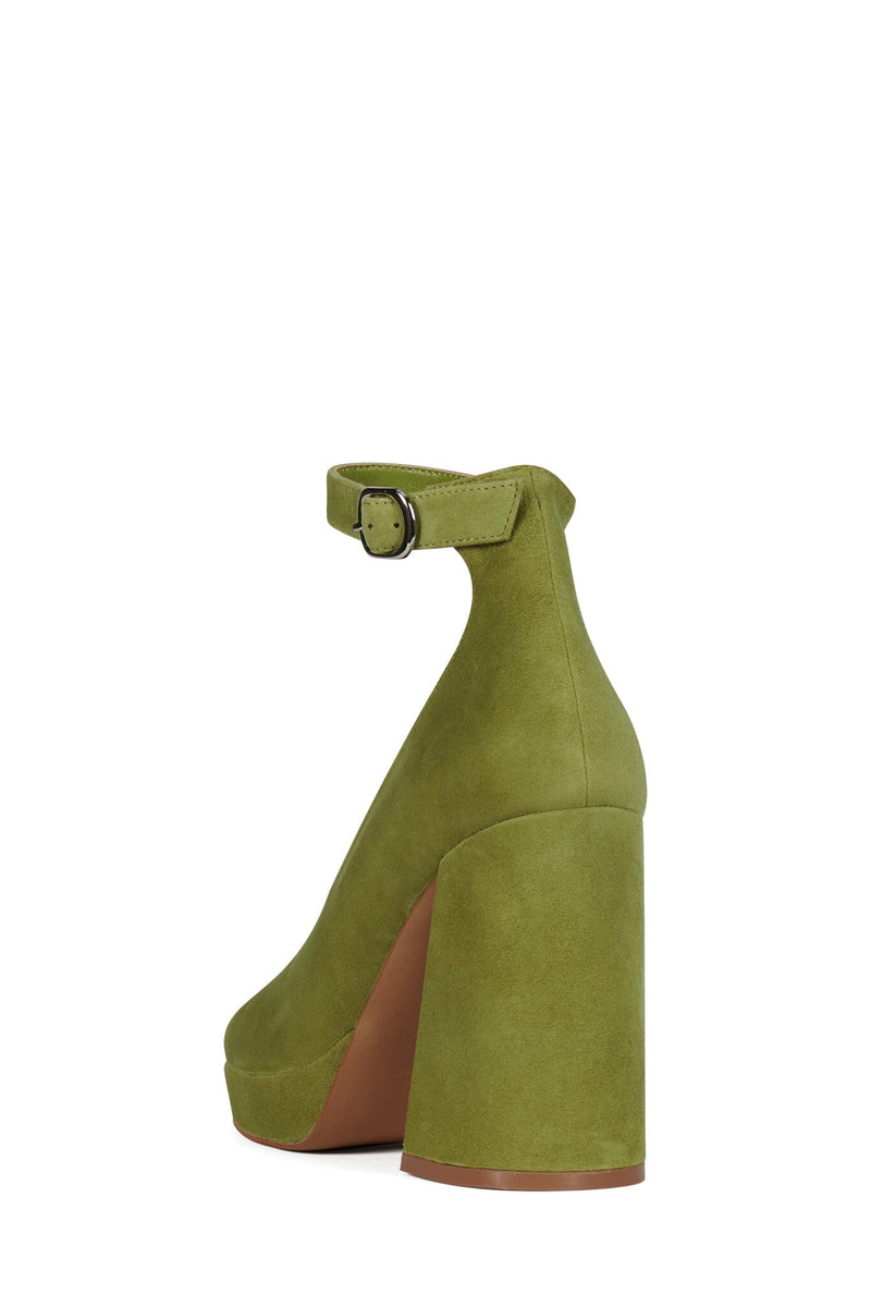 VIVENT Jeffrey Campbell Chunky Block Heels Chartreuse Suede