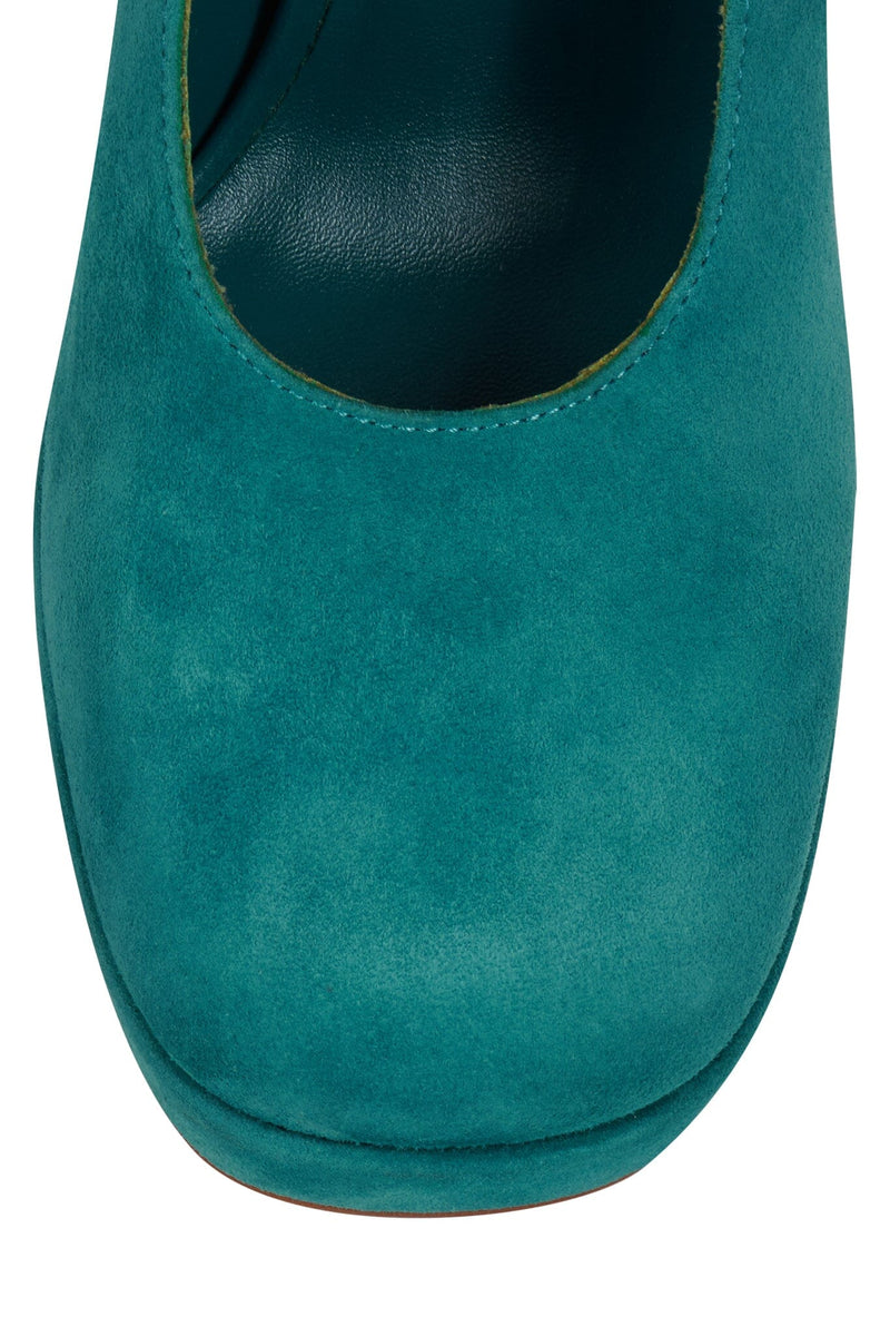 VIVENT Jeffrey Campbell Chunky Block Heels Turquoise Suede