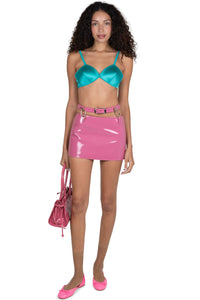 VYPER Jeffrey Campbell Mini Skirt Pink Crinkle Patent