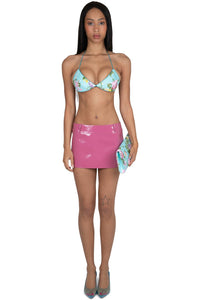 VYPER Jeffrey Campbell Mini Skirt Pink Crinkle Patent