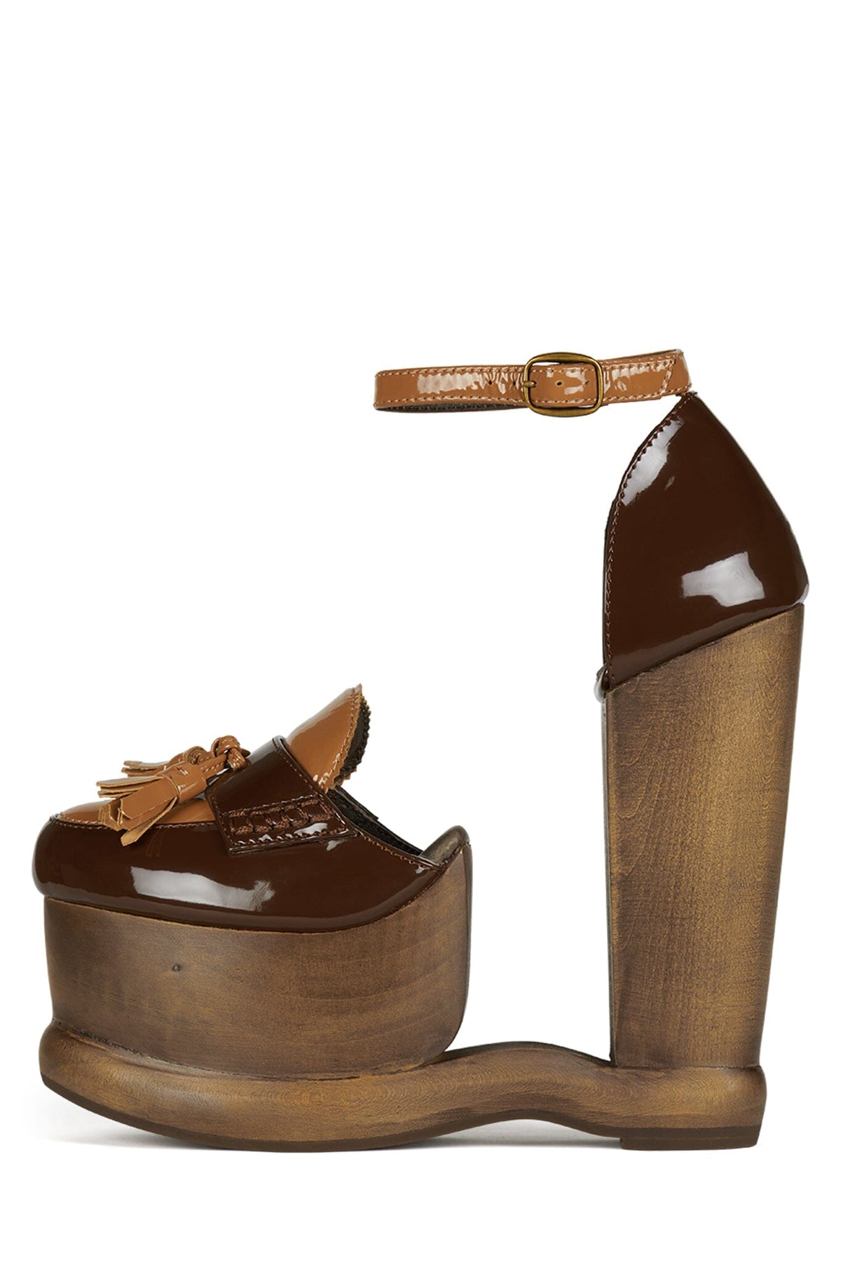 WALTERS Jeffrey Campbell Platform Wedge Brown Patent Tan Patent