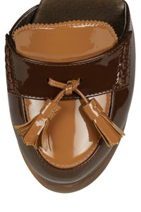 WALTERS Jeffrey Campbell Platform Wedge Brown Patent Tan Patent