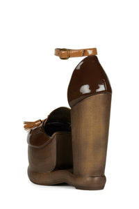 WALTERS Jeffrey Campbell Platform Wedge Brown Patent Tan Patent
