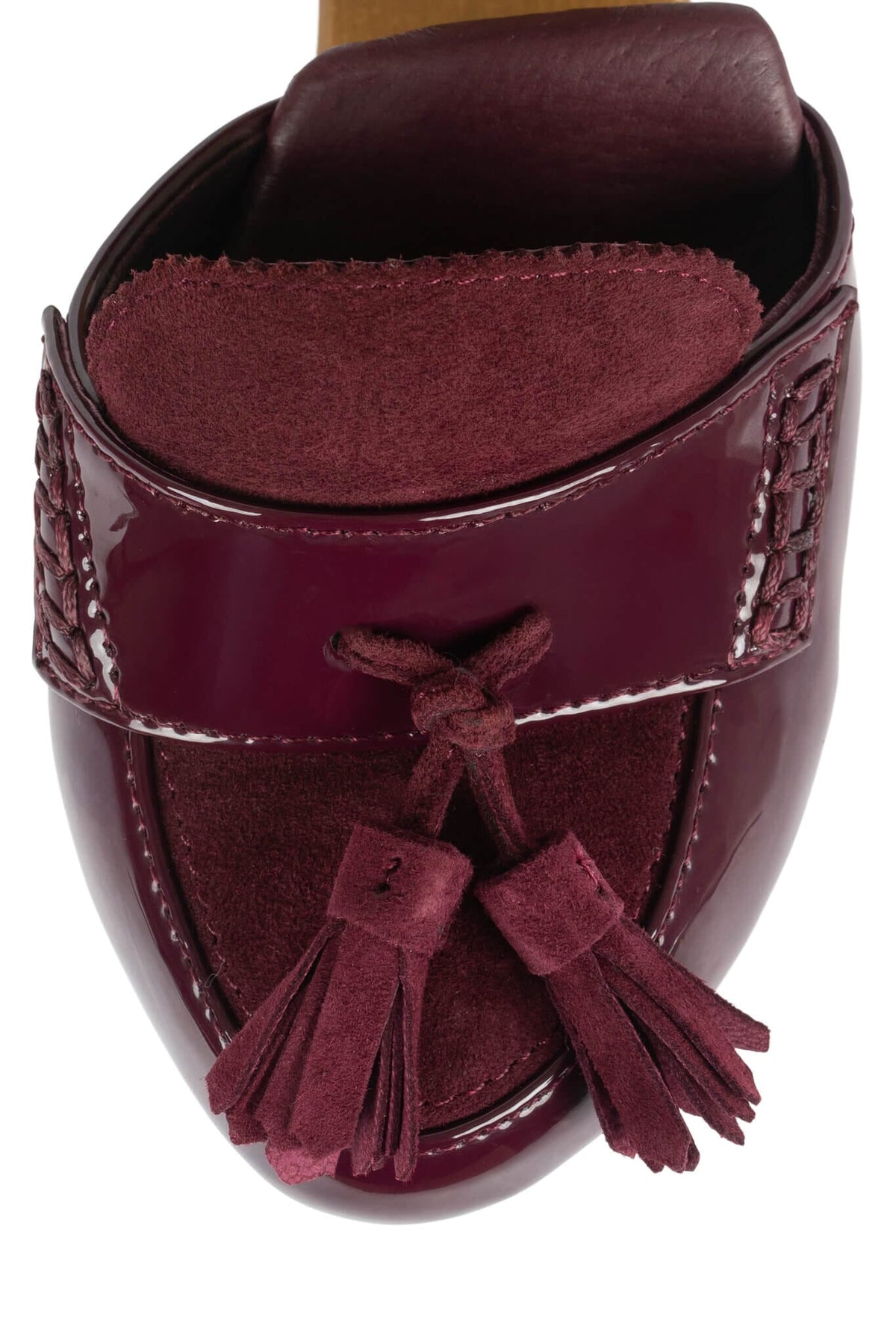 WALTERS Jeffrey Campbell Platform Wedge Wine Patent Wine Suede