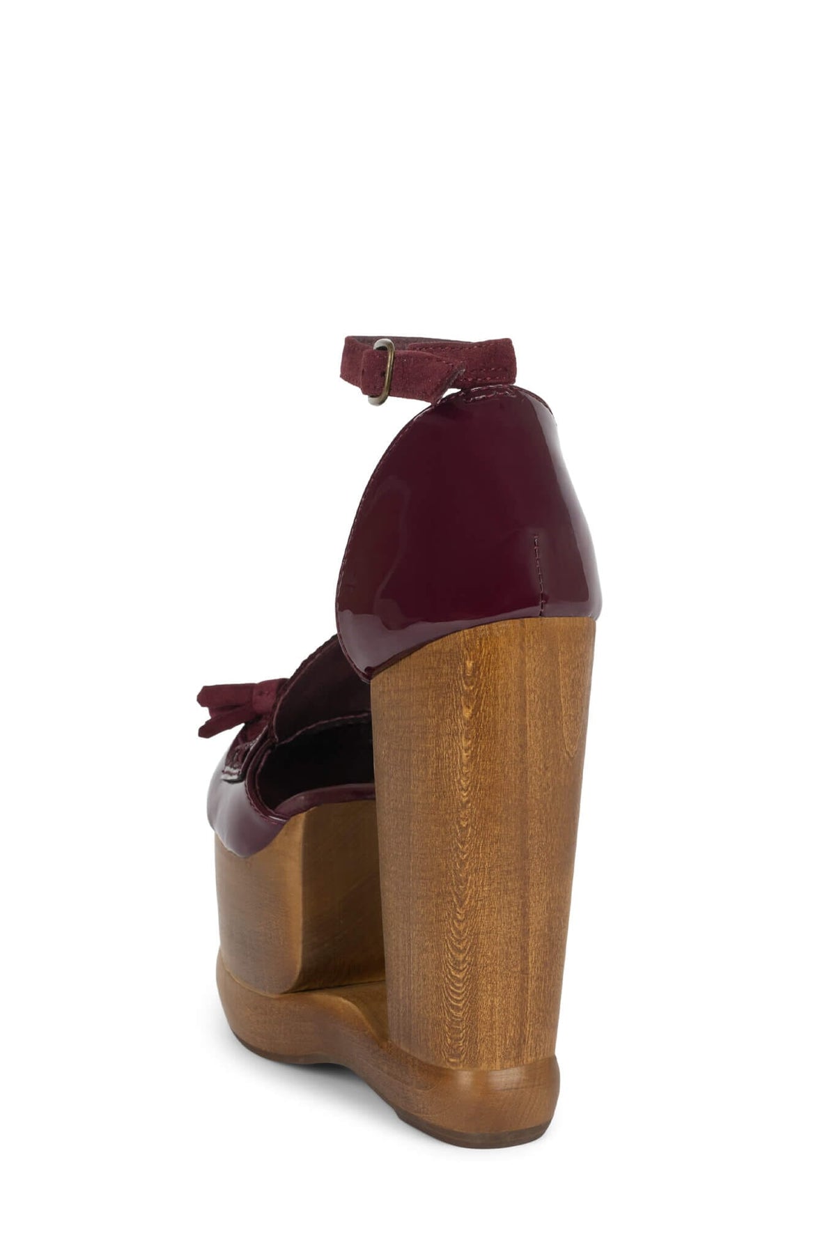 WALTERS Jeffrey Campbell Platform Wedge Wine Patent Wine Suede