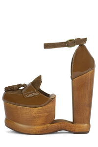 WALTERS Jeffrey Campbell Platform Wedge Khaki Patent Khaki Suede