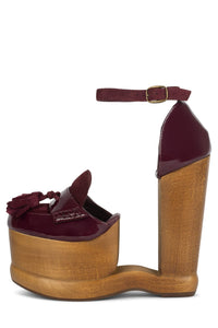 WALTERS Jeffrey Campbell Platform Wedge Wine Patent Wine Suede