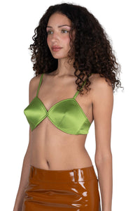 YVONNE Jeffrey Campbell Top Green Satin _hover